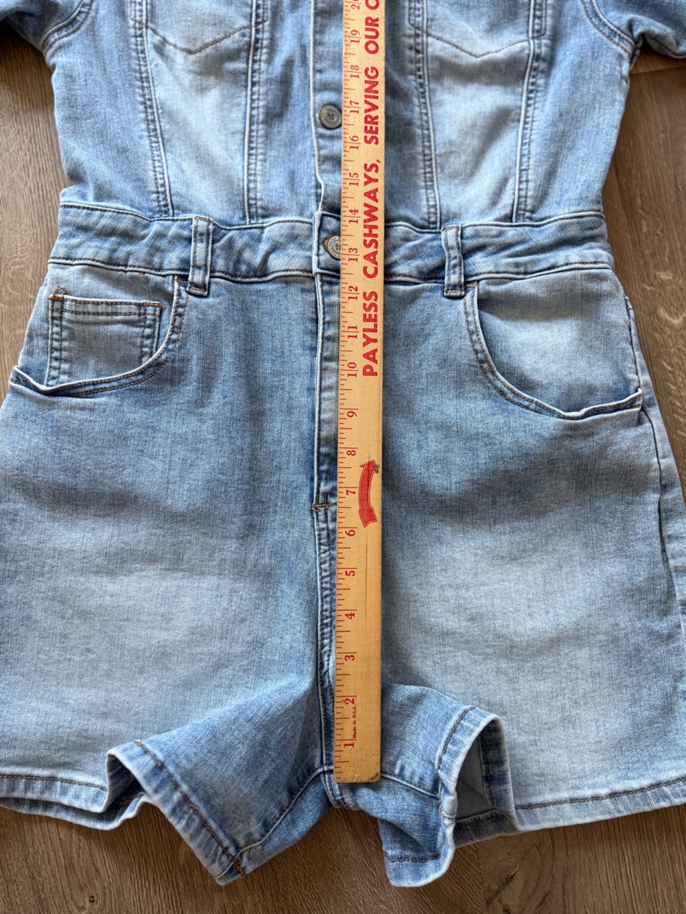 Altar'd State Light Wash Denim Short Sleeve Romper size small - Picture 10 of 13